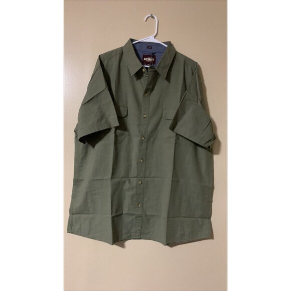 Alesbury Heron Lake Linen Blend Workshirt, Olive Colored Size 2XL Short Sleeve - Picture 2 of 3